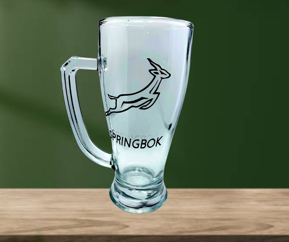 Glass Springbok Beer Mug