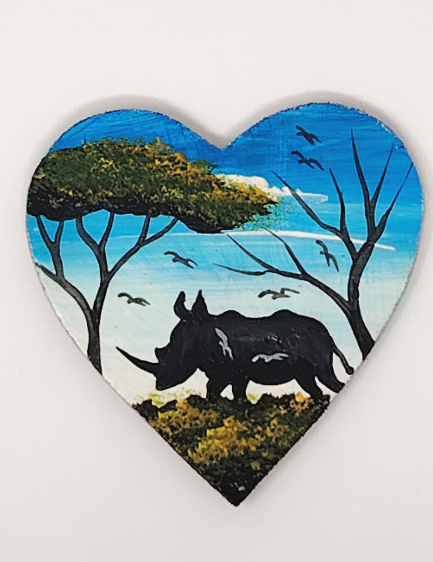 Rhino with Acacia Tree (heart) Magnet