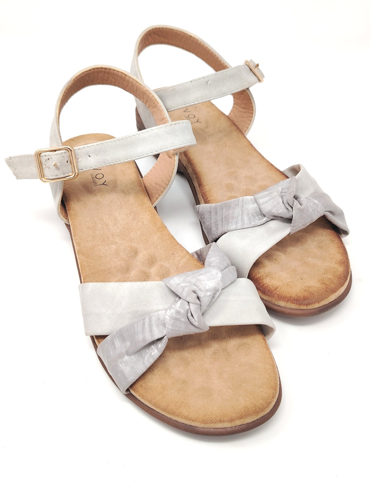 Strap sandals - Grey & tan