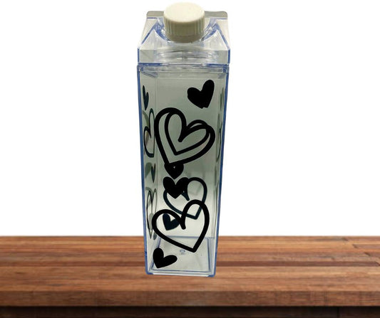 Plastic/Perspex Heart Print Milk Bottle