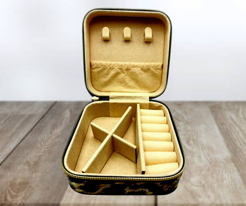 Square Leopard Print Jewellery Box