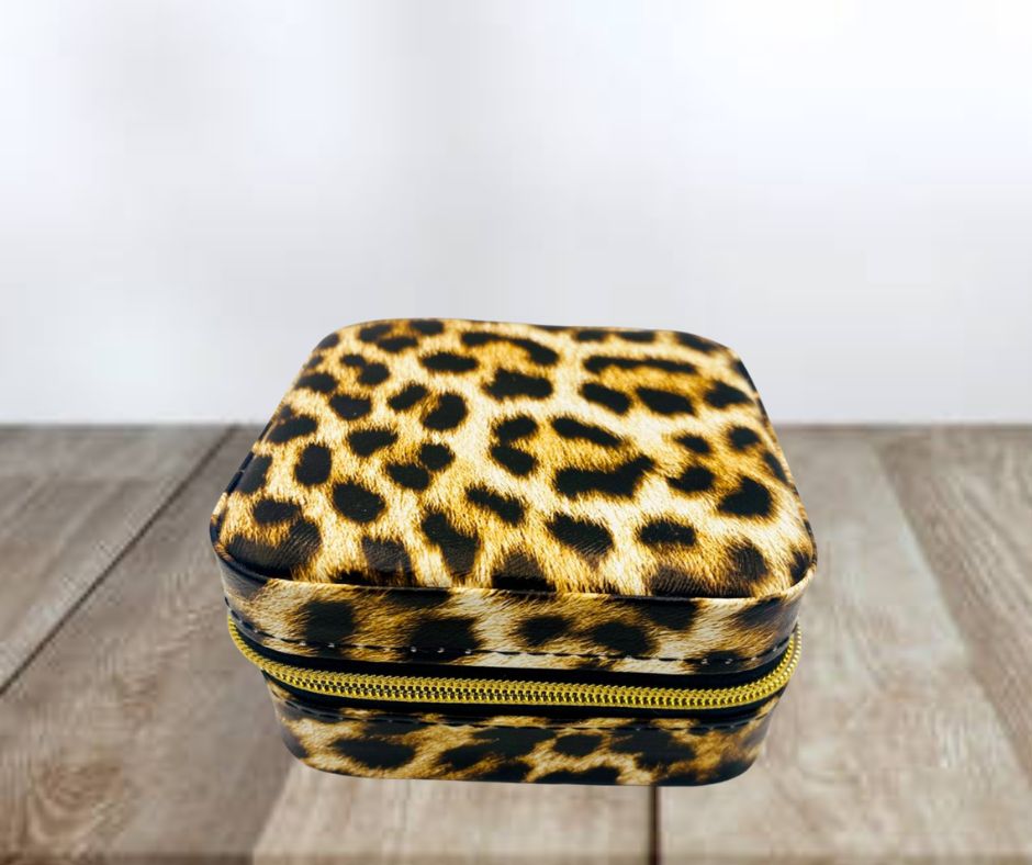Square Leopard Print Jewellery Box